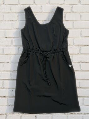 Ascend Black Athletic Dress with Drawstring Waist